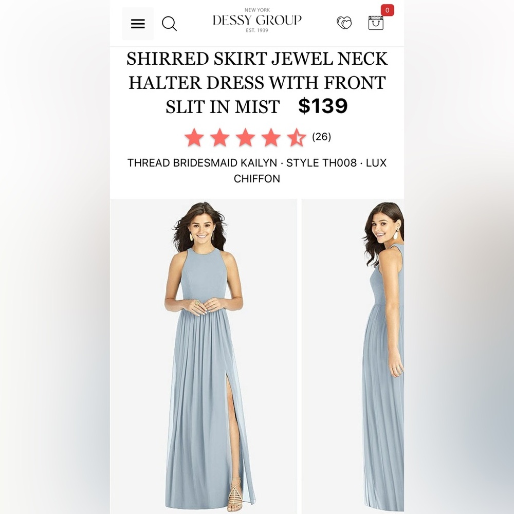 Dessy Kaitlyn Bridesmaid Dress in Mist